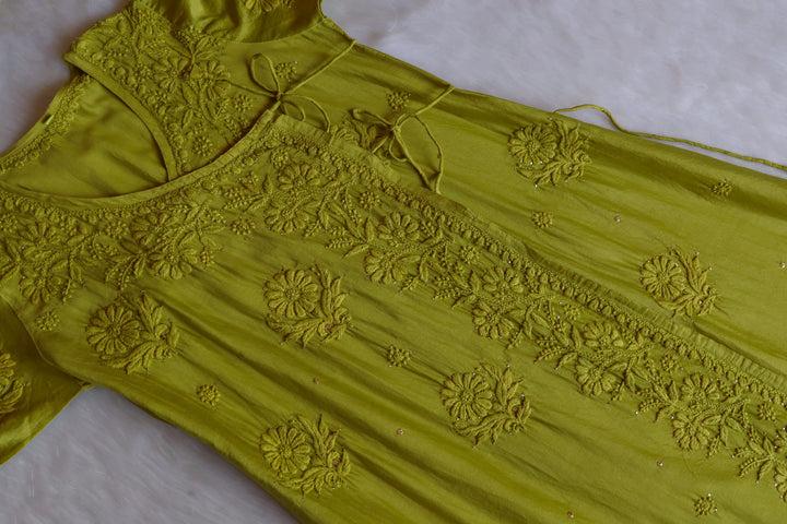 Noor Green Pure Chanderi Silk Angarakha