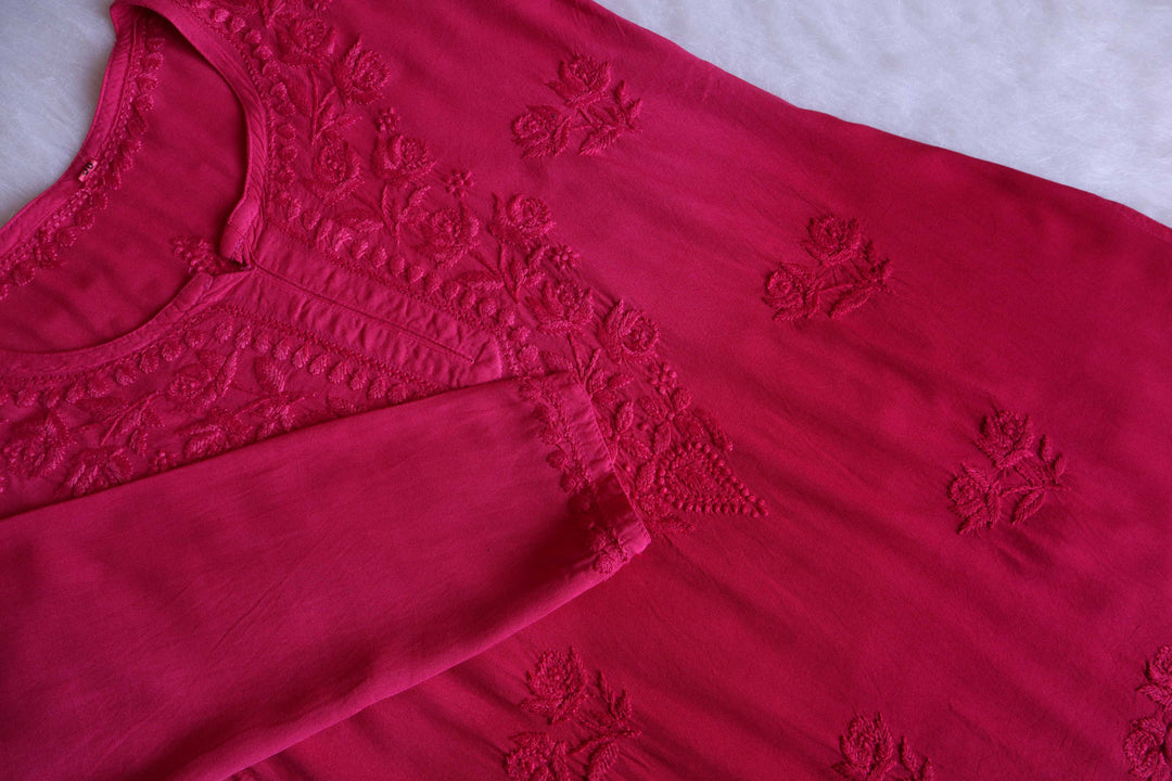 Gul Deep Pink Ombre Short Rayon Kurta