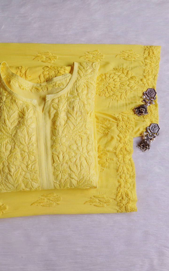 Anam Pastel Yellow Modal Ombre Kurta Pant set