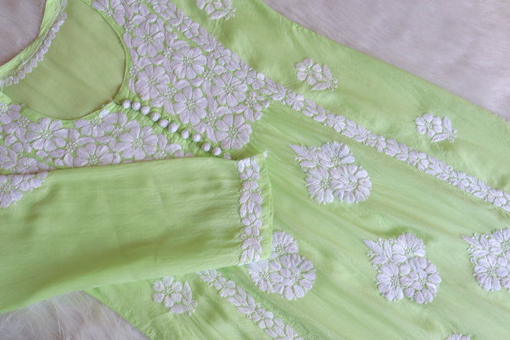 Sahiba Lime Green Nyra Cut Modal Kurta