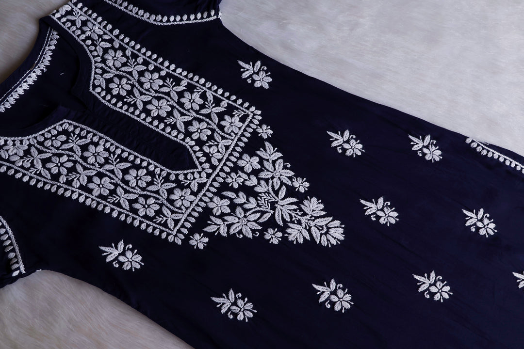 Waliya Navy Blue Cotton Kurta