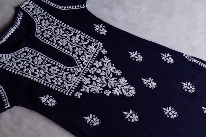 Waliya Navy Blue Cotton Kurta