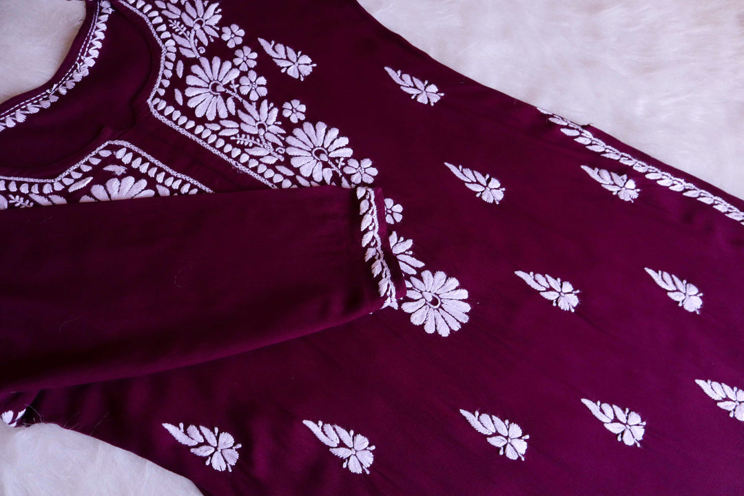 Duaa Plum Long Rayon kurta