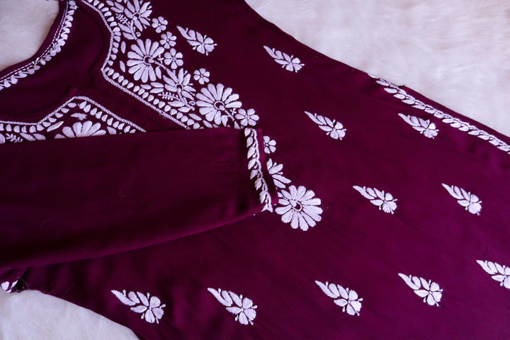 Duaa Plum Long Rayon kurta