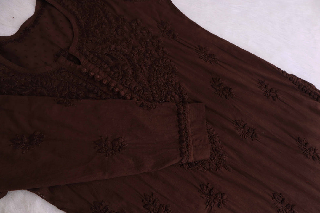 Nazakat Chocolate Brown Cotton Kurta