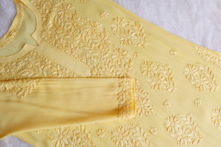 Hoor Yellow Viscose Georgette Kurta