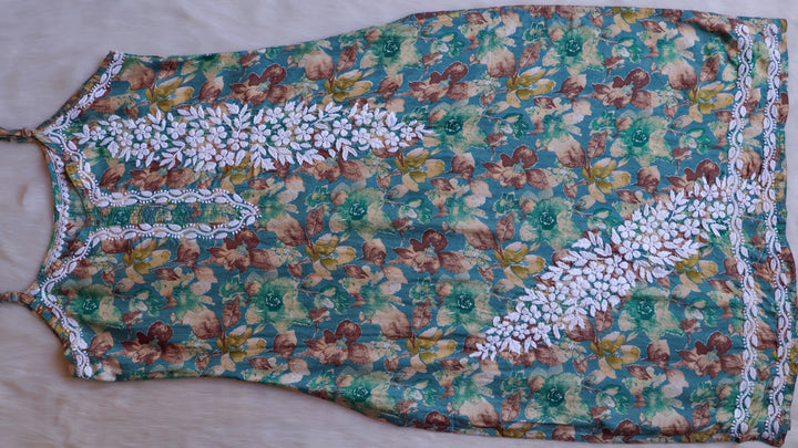 Duaa Green Pure Muslin Floral Sleeveless Set