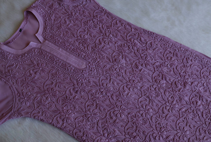 Alayna Dusty Purple Jaal Viscose Georgette Kurta