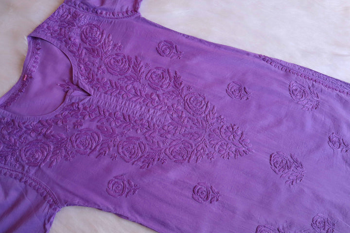 Noura Purple Pure Mulmul Kurta