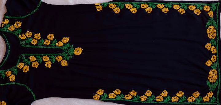 Gul-E-Jahaan Black & Yellow Rayon Kurta Set