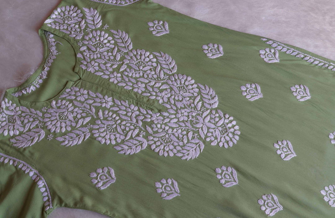 Raaha Sage Green Long Rayon kurta