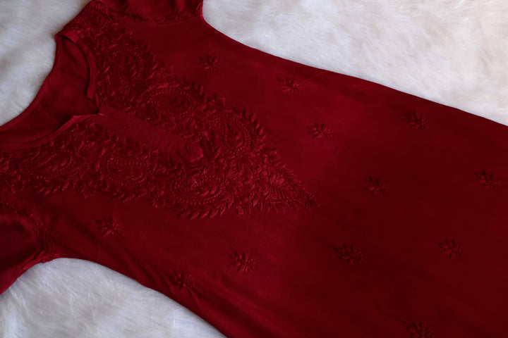 Laila Maroon Ombre Rayon 3 Piece Set - Noor Chikankari