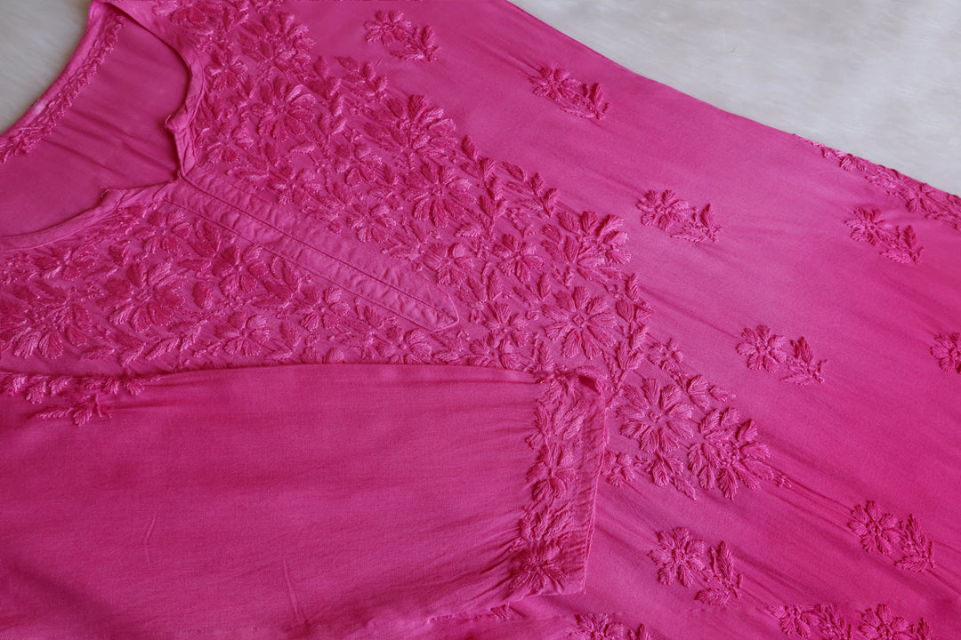 Sanam Pink Ombre Long Rayon Kurta