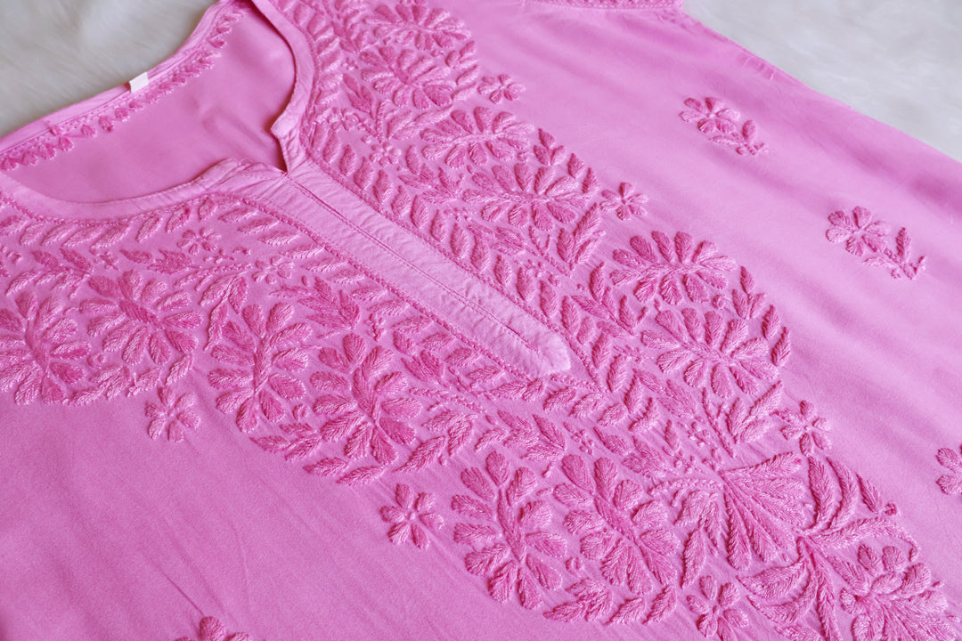 Amirah Baby Pink Ombre Long Rayon Kurta