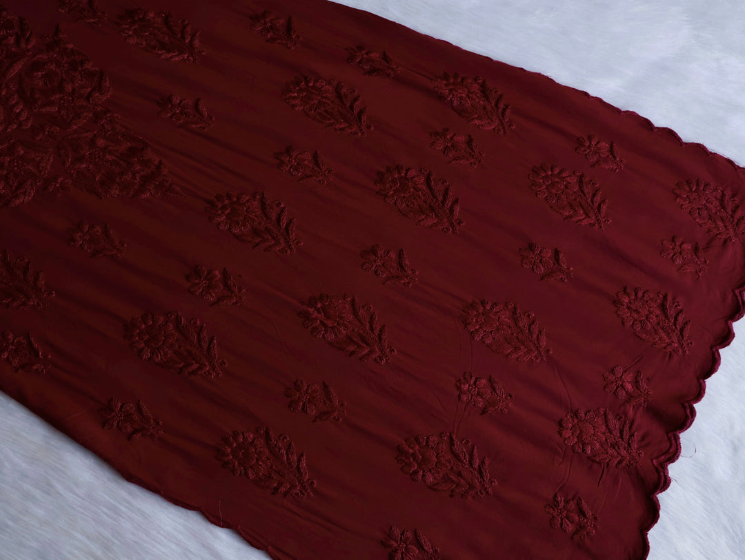Alishba Rose Brown Scalloped Rayon set