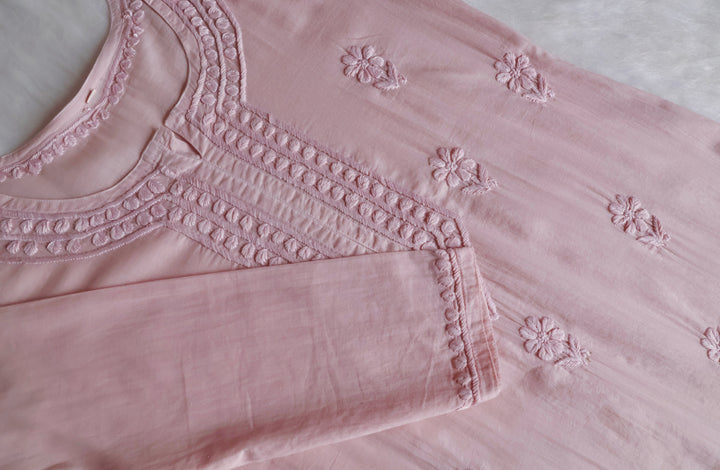 Saleha Rose Beige Cotton Kurta