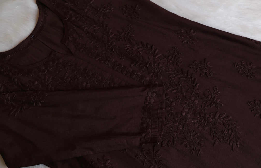 Zunaira Chocolate Brown Chanderi Kurta
