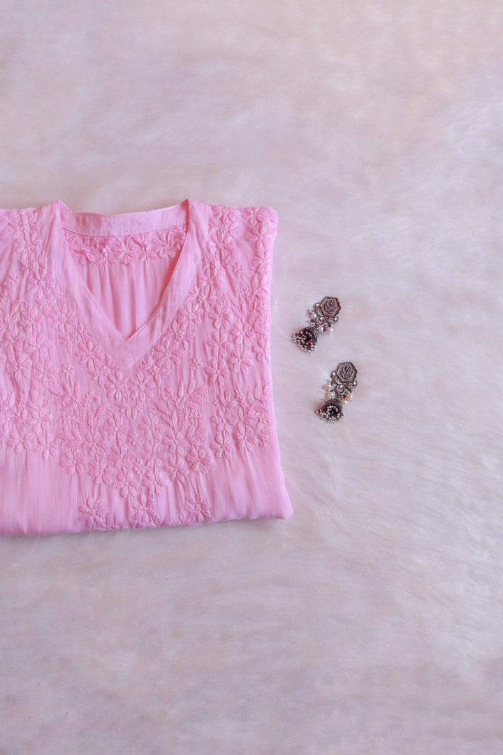 Sadiya Baby Pink Luxe Muslin Kaftan