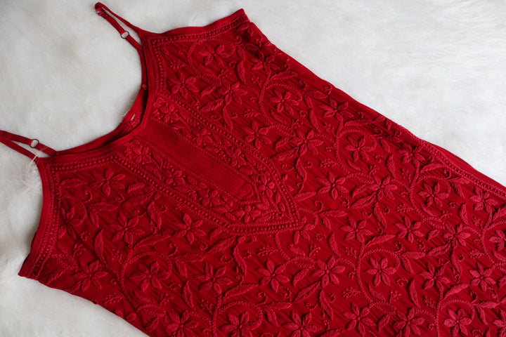 Mehr Maroon Viscose Strappy Kurta