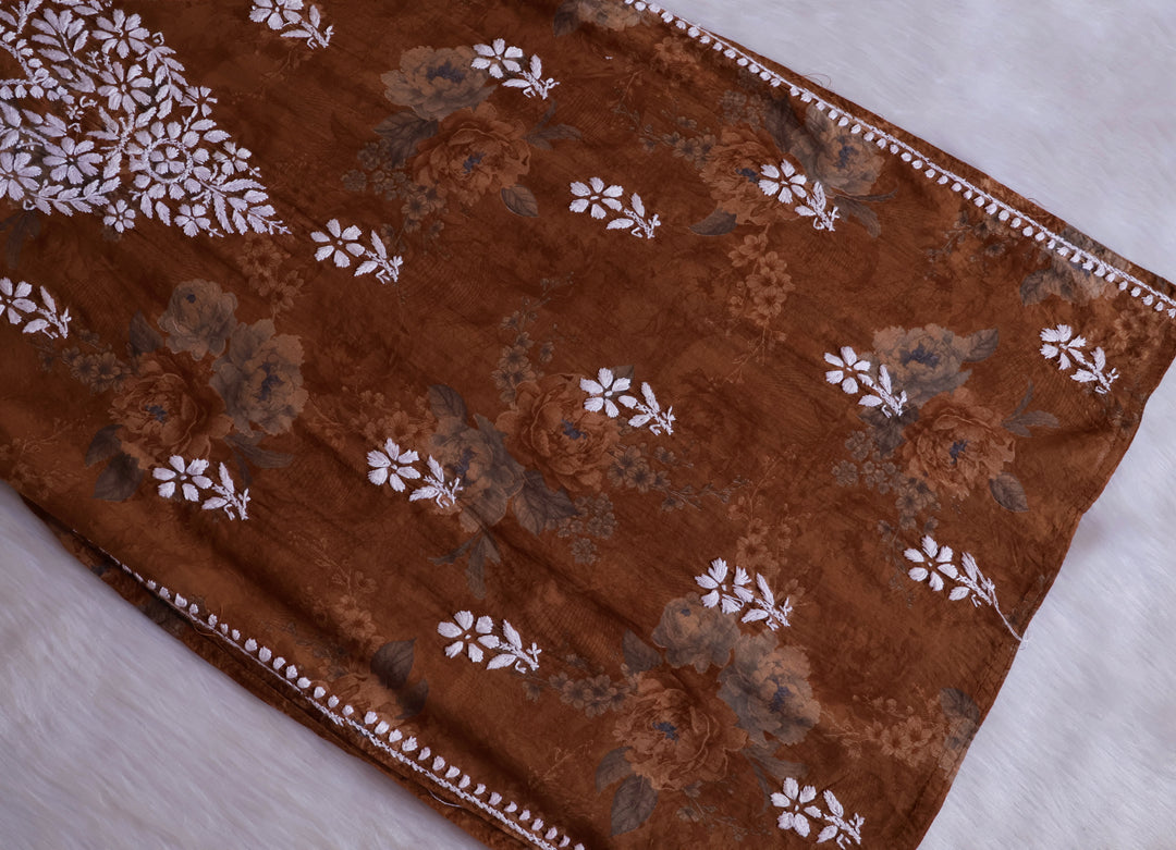 Dahlia Mustard Floral Long MulMul kurta