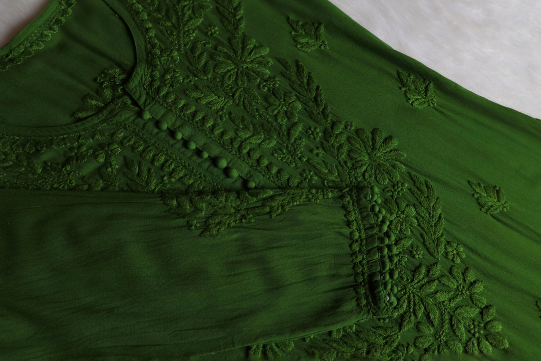 Enaara Deep Green Potli Button Rayon set
