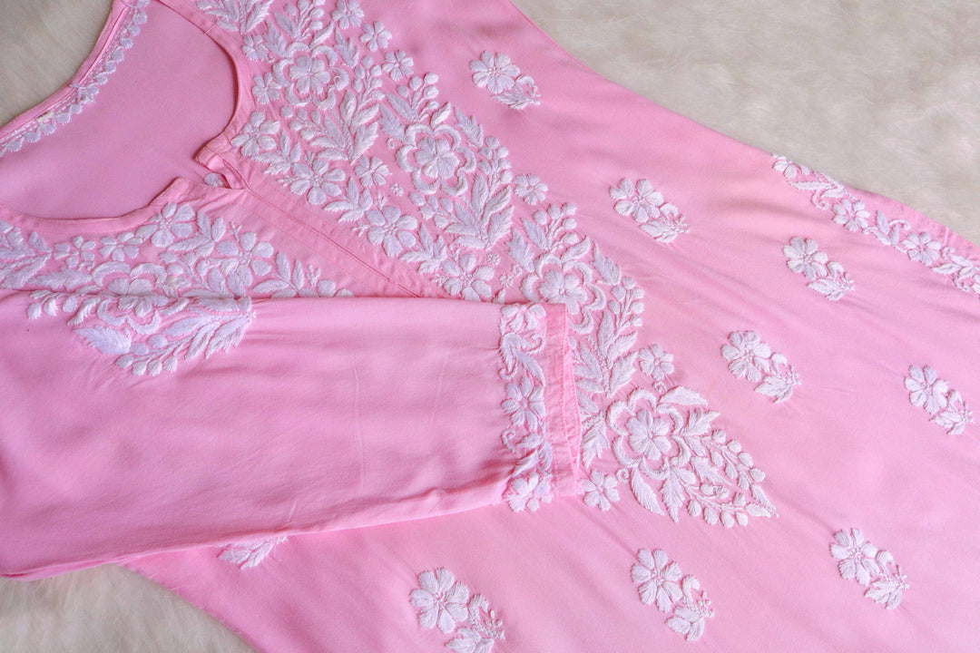 Benafsha Baby Pink Rayon Kurta Pant set