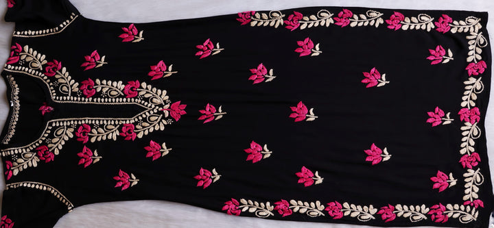 Gulaab Black, Pink & Beige Rayon Kurta Set