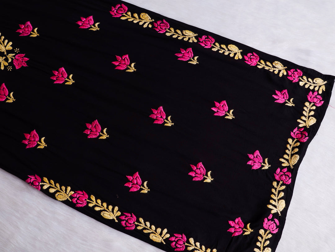 Gulaab Black, Pink & Yellow Rayon Kurta Set