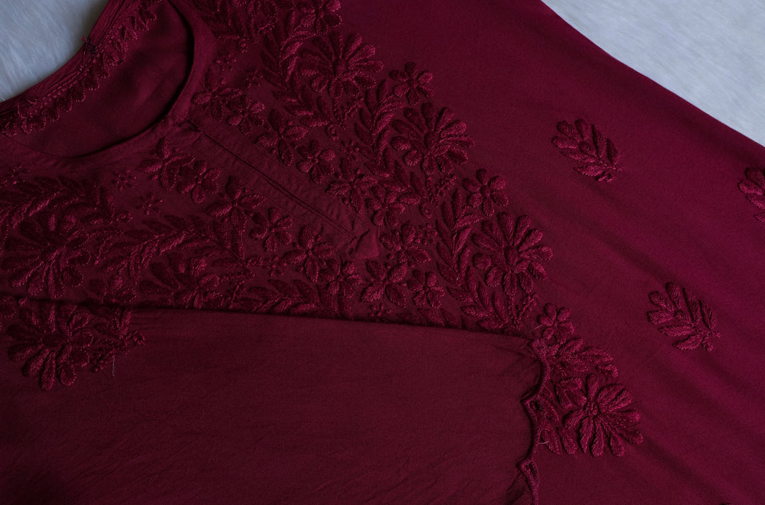 Gul Plum Scalloped Short Kurta