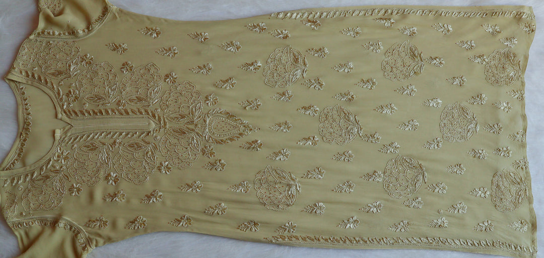 Hanaa Olive Green Viscose Georgette Kurta