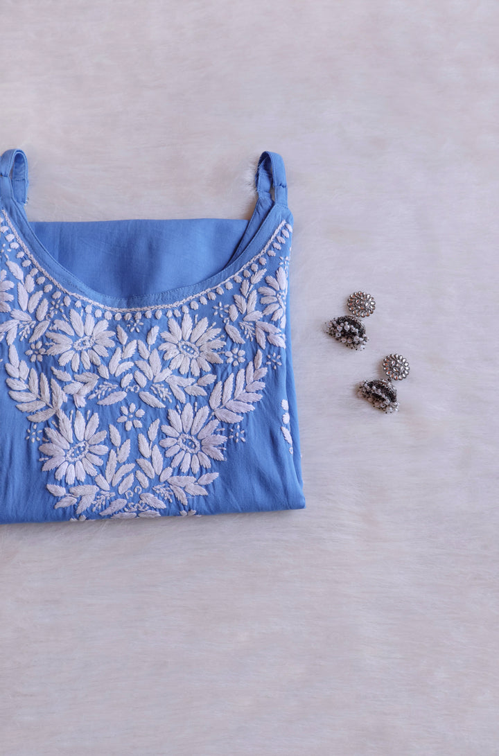 Farhaa Ice Blue Short Sleeveless Kurta