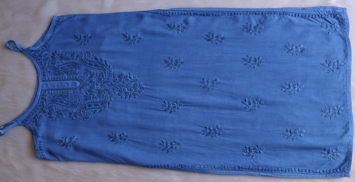 Hala Ice Blue Sleeveless Long Rayon Kurta