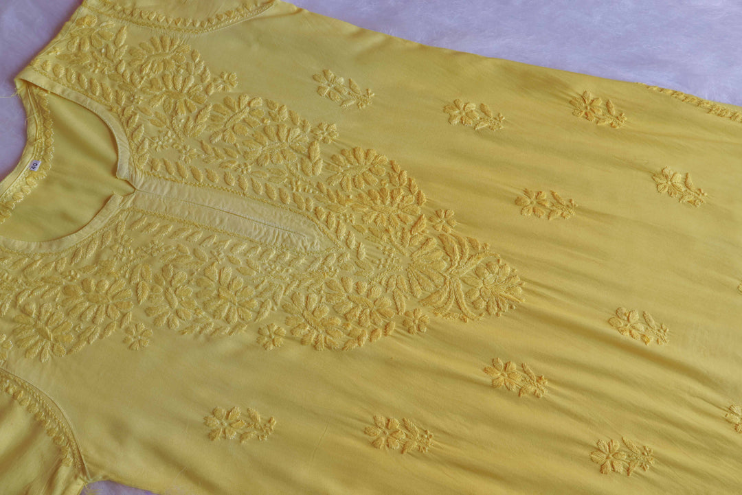 Amirah Pastel Yellow Ombre Long Rayon Kurta