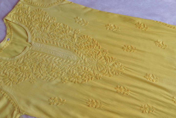 Amirah Pastel Yellow Ombre Long Rayon Kurta
