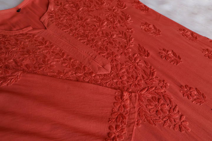 Iqra Rust Orange 2 piece Rayon set