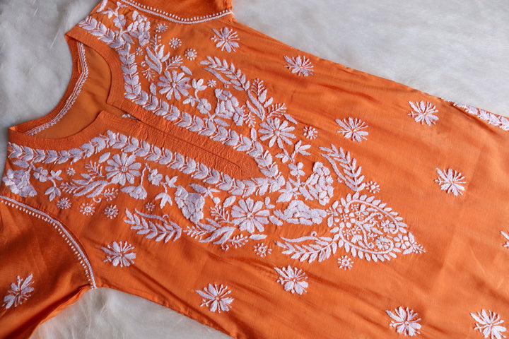 Elaya Saffron & White Chanderi Kurta