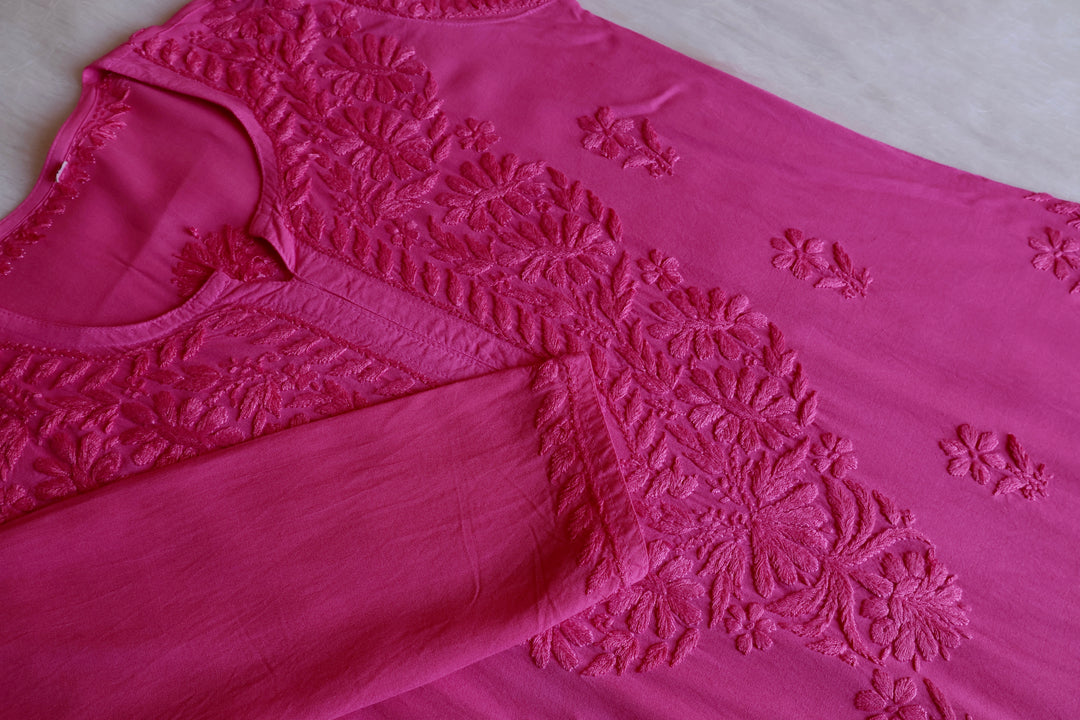 Amirah Hot Pink Long Rayon Kurta