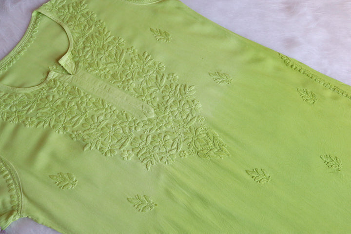 Farhaa Lime Green Ombre Long Rayon Kurta