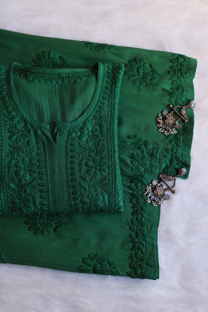 Duaa Deep Green Modal Kurta Pant set