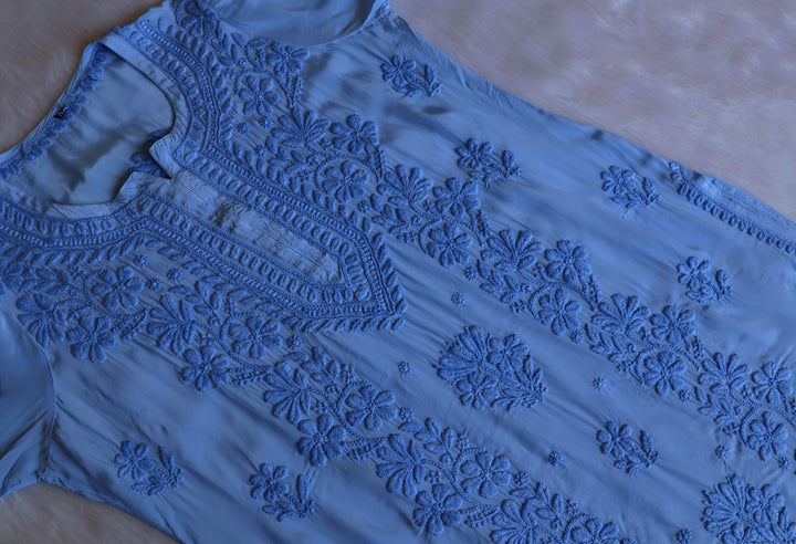 Haya Ice Blue Pure Crepe Kurta