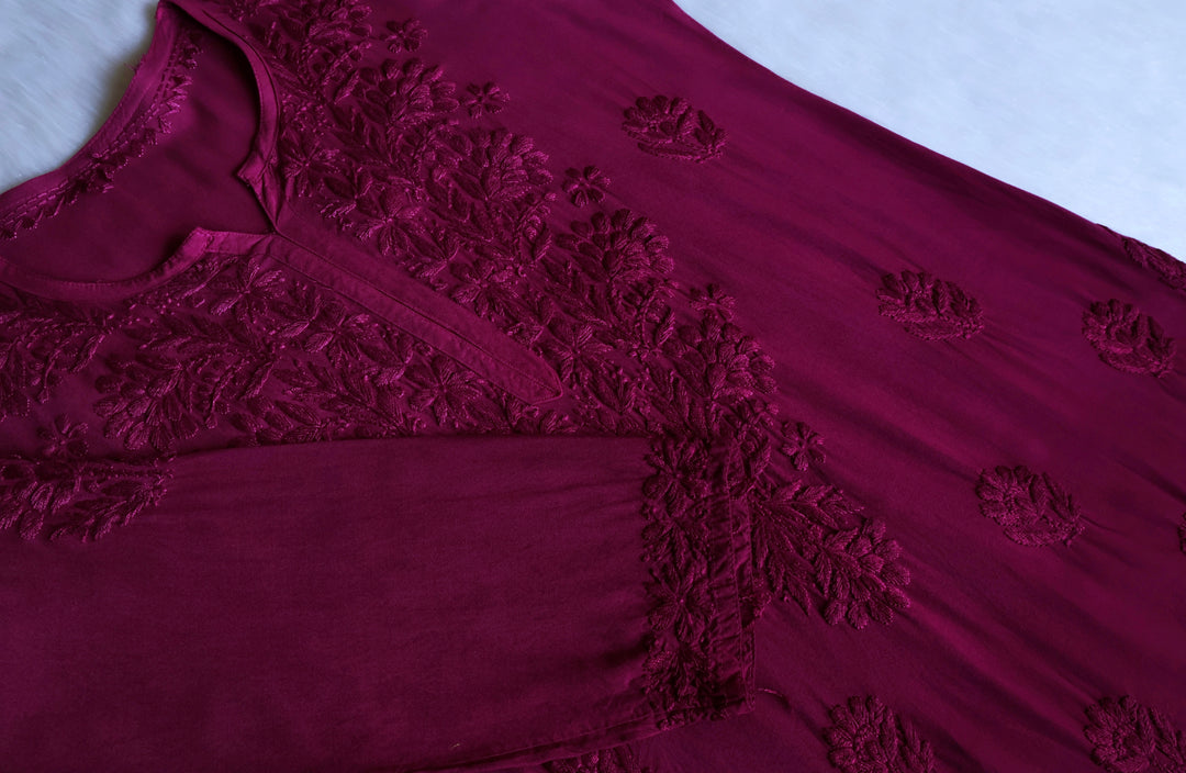 Nagma Deep Plum Long Ombre Rayon Kurta