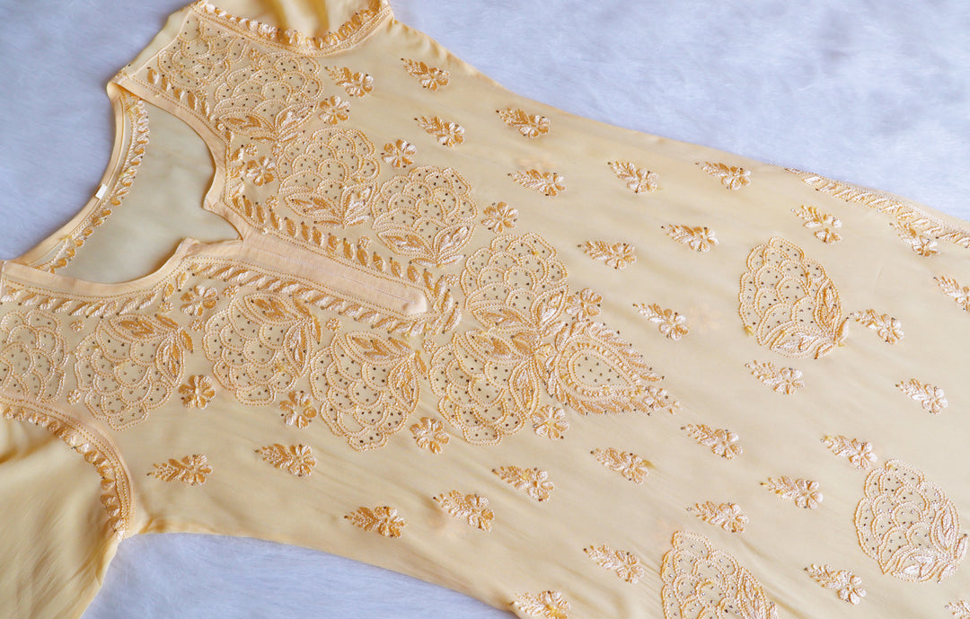 Hanaa Yellow Viscose Georgette Kurta