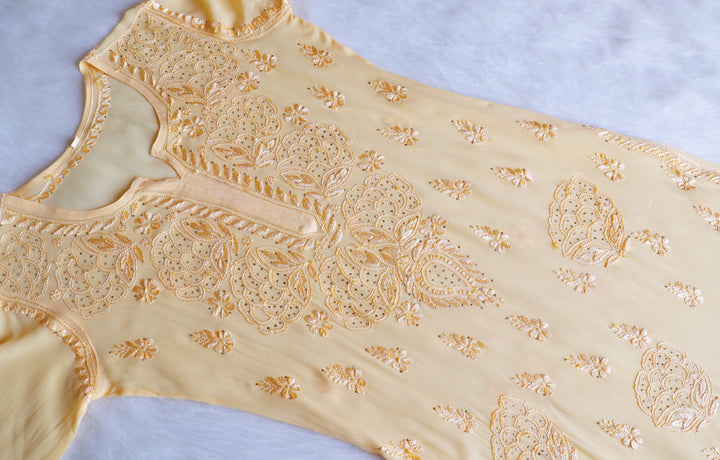 Hanaa Yellow Viscose Georgette Kurta