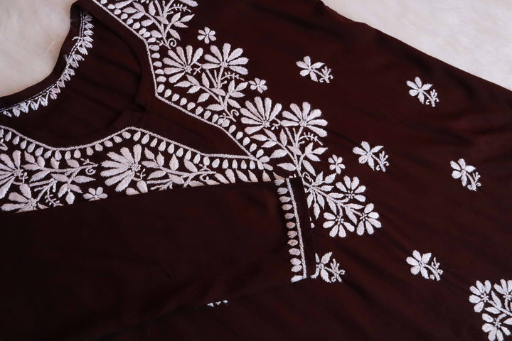 Aayat Chocolate Brown Short Rayon Kurta