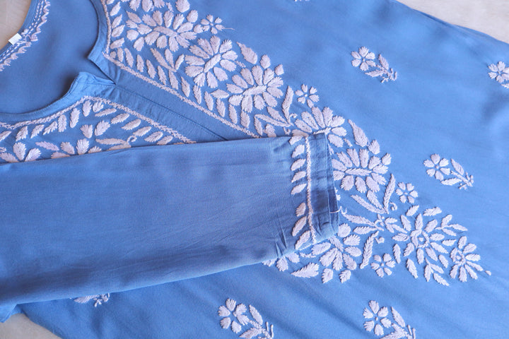 Aayat Ice Blue Long Rayon kurta