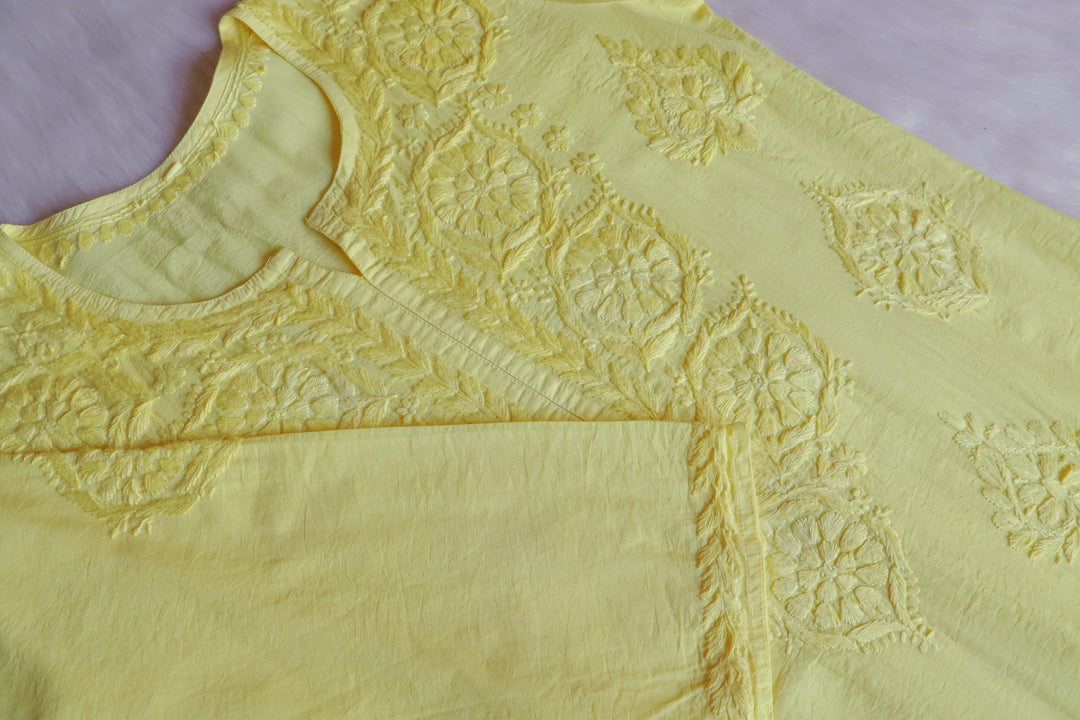 Alfiya Lemon Yellow Pure Chanderi set