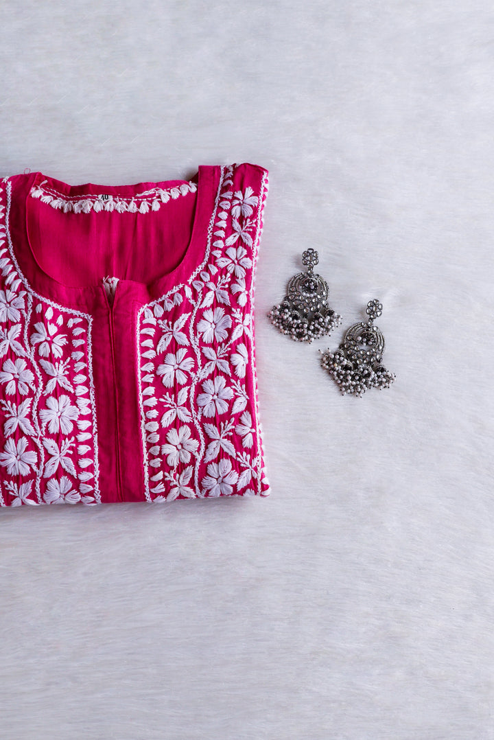 Waliya Deep Pink Cotton Kurta