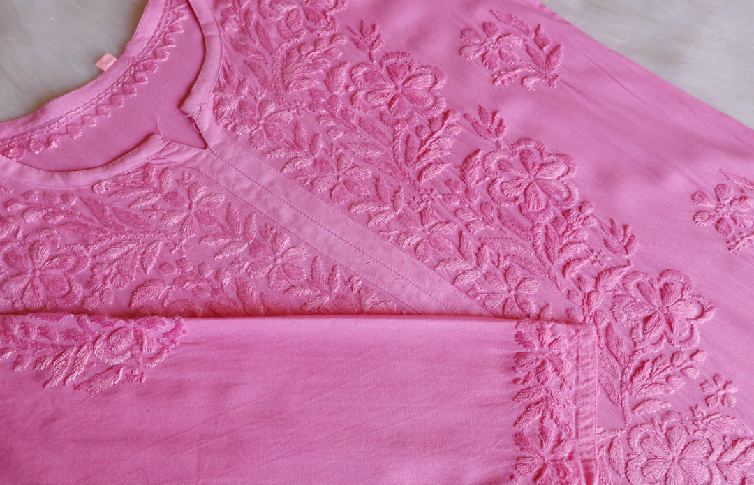 Sanam Baby Pink Ombre Long Rayon Kurta