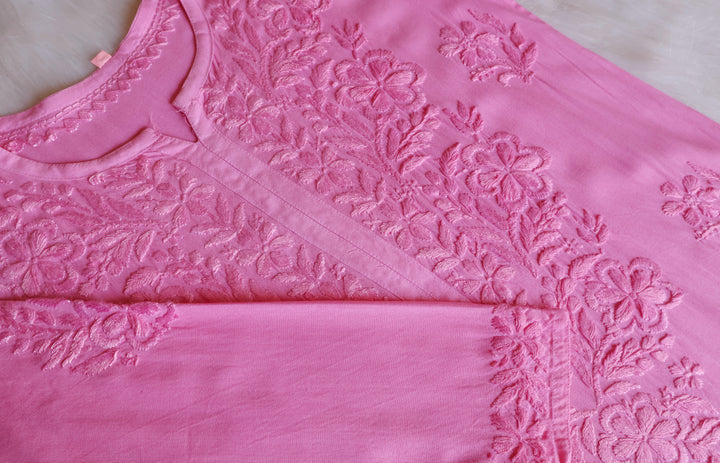 Sanam Baby Pink Ombre Long Rayon Kurta