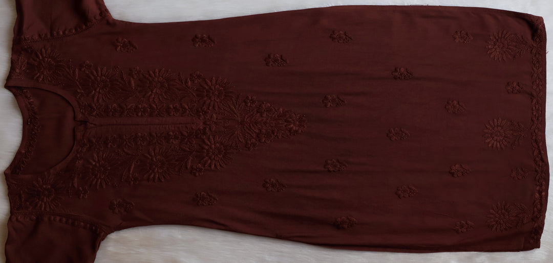 Mahnoor Chocolate Brown Long Rayon Kurta